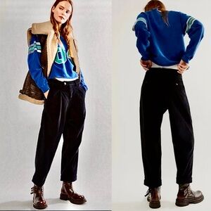 New Free People Needing Breaking Black Velvet Baggy Pants